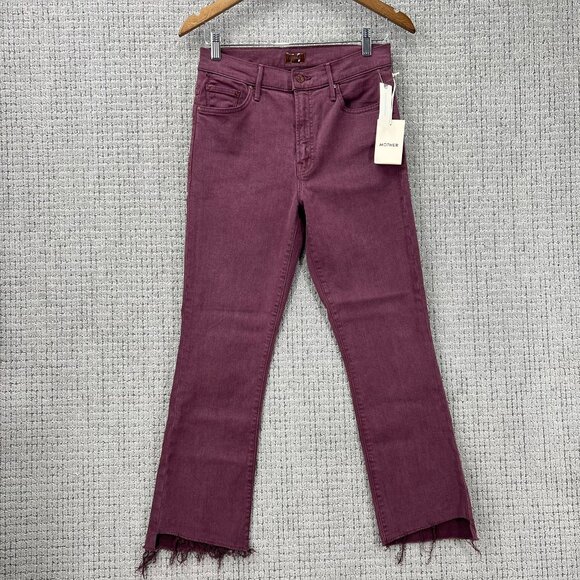 MOTHER The Insider Crop Step Fray Mauve Wine Jeans - Picture 2 of 12